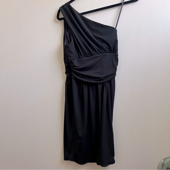 Boston Proper One Shoulder Belted Dress  Black Size 10 - Picture 4 of 4